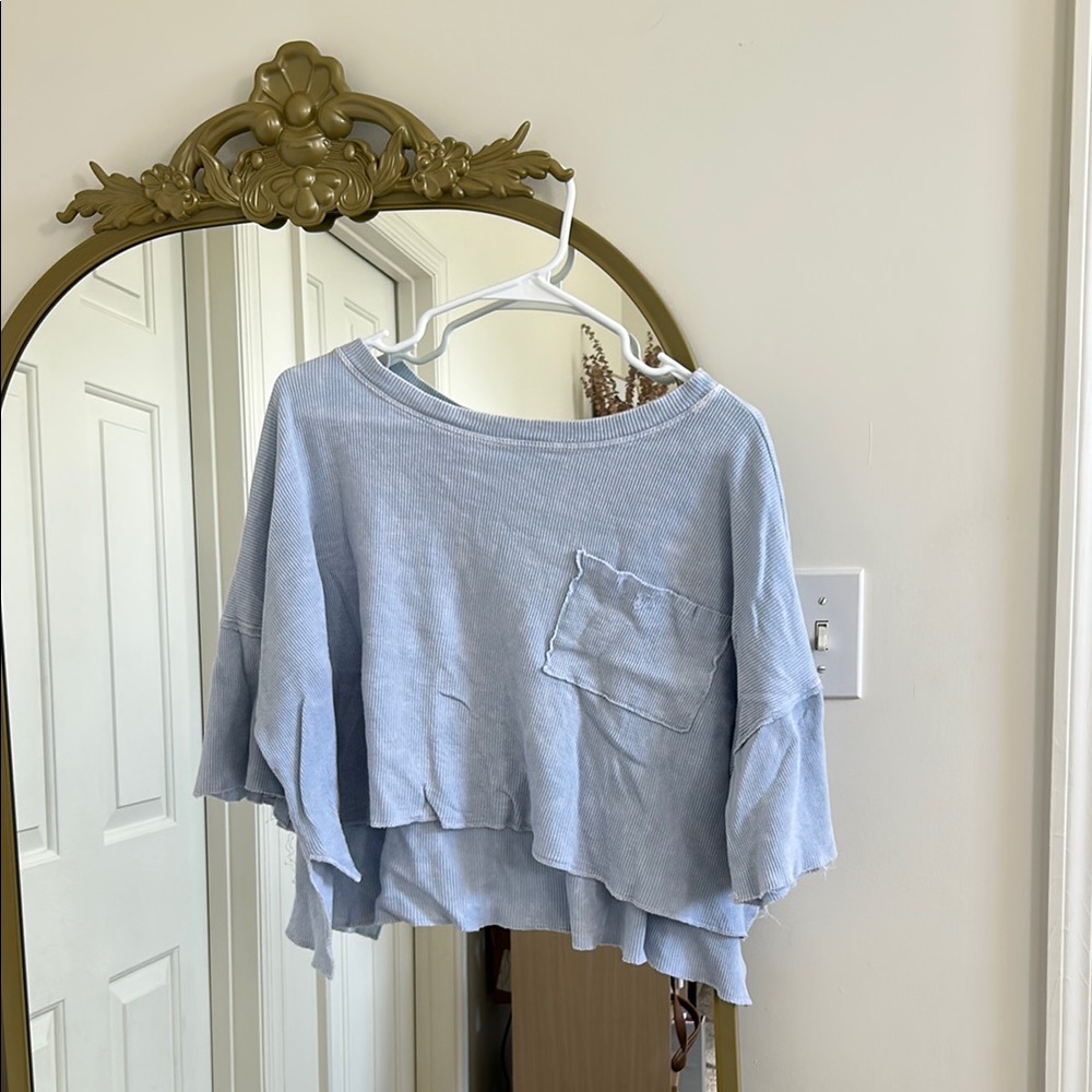 Altar'd State Sky Blue Ribbed Top
